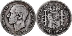 World Coins - Spain, Alfonso XII, Peseta, 1885, Madrid, Silver, , KM:686