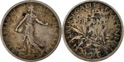 World Coins - France, Franc, Semeuse, 1916, Paris, Silver,