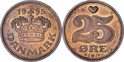 World Coins - Denmark, 25 Öre, 1995