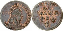 World Coins - France, Louis XIV, Liard, 1656, Pont-de-l'Arche, Copper, , Gadoury:80