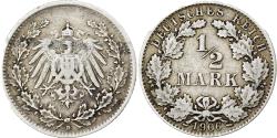 World Coins - German Empire, 1/2 Mark, 1906, Munich, Silver, , KM:17