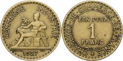 World Coins - France, Chambre de commerce, Franc, 1927, Paris, , Aluminum-Bronze
