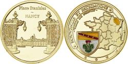 World Coins - France, Medal, Nancy - Place Stanislas, Gilt iron, Colourized,