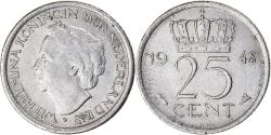 World Coins - Coin, Netherlands, Wilhelmina I, 25 Cents, 1948, , Nickel, KM:178