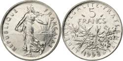 World Coins - France, 5 Francs, Semeuse, 1993, Paris, Nickel Clad Copper-Nickel,