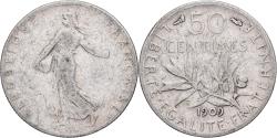 World Coins - France, 50 Centimes, Semeuse, 1909, Paris, Silver, , Gadoury:420