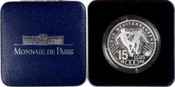 World Coins - France, 100 Francs-15 Ecus, Mediterranean Games, Football, 1993, MDP, Silver