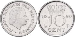 World Coins - Netherlands, Juliana, 10 Cents, 1980, Nickel, , KM:182