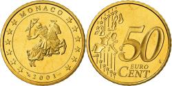 World Coins - Monaco, 50 Euro Cent, Prince Rainier III, 2001, Proof, , Brass, KM:172