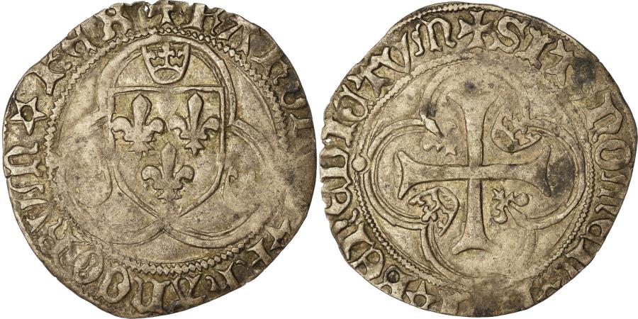Coin, France, Charles VII, Blanc à la couronne, Tournai
