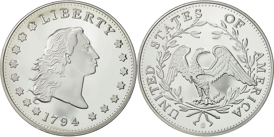 France Medal Reproduction De La Flowing Hair Silver Dollar Copper