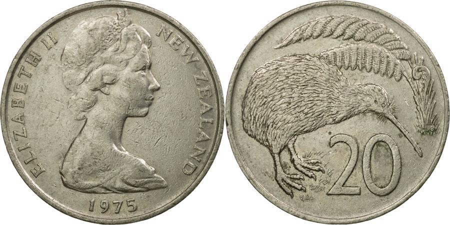 Coin, New Zealand, Elizabeth II, 20 Cents, 1975, , Copper-nickel