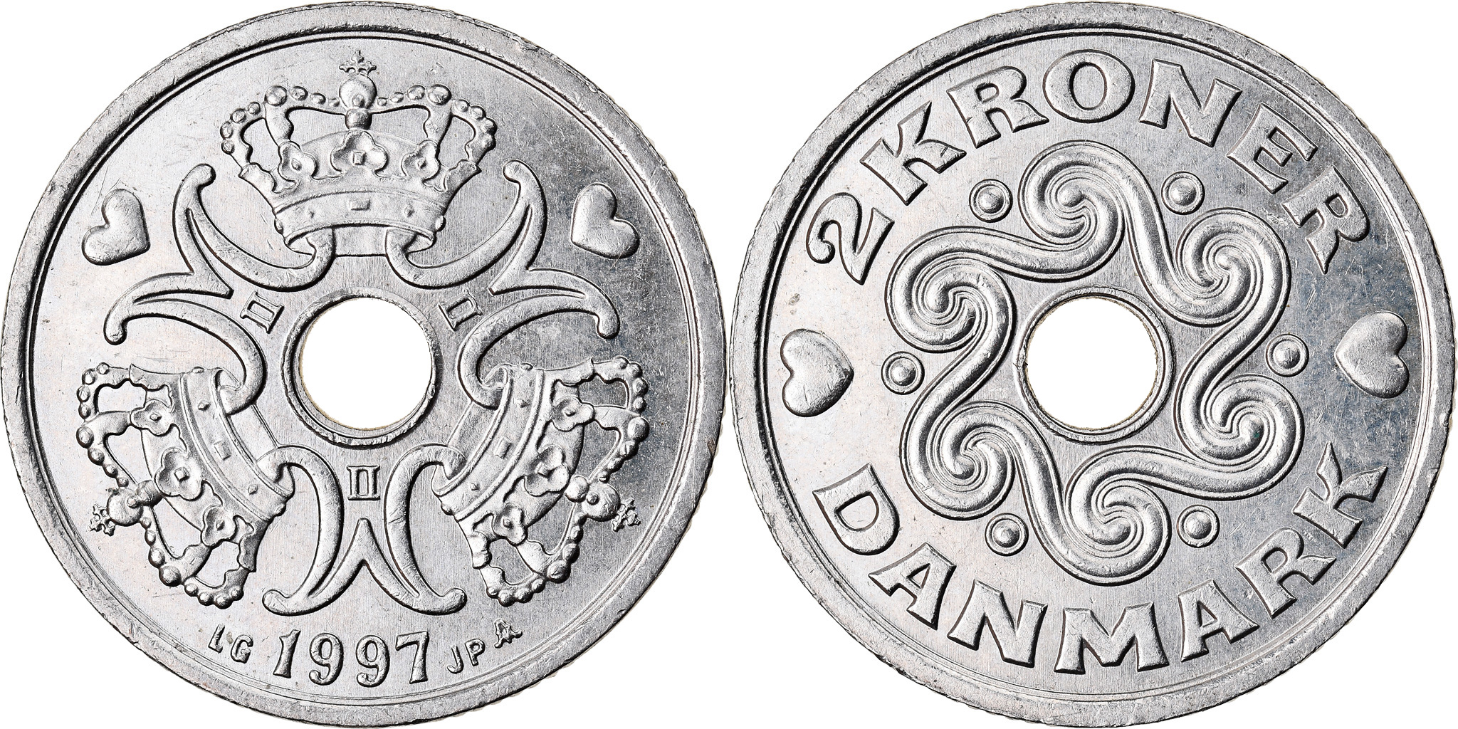 Coin, Denmark, Margrethe II, 2 Kroner, 1997, Copenhagen