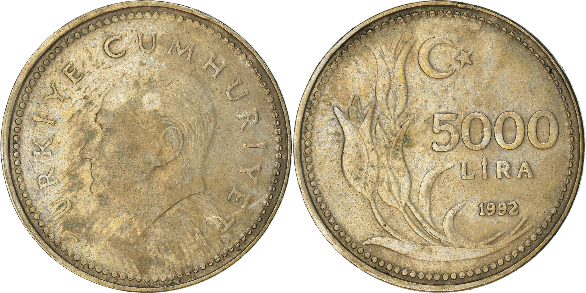 Coin, Turkey, 5000 Lira, 1992, , Nickel-Bronze, KM:1025 | Asian