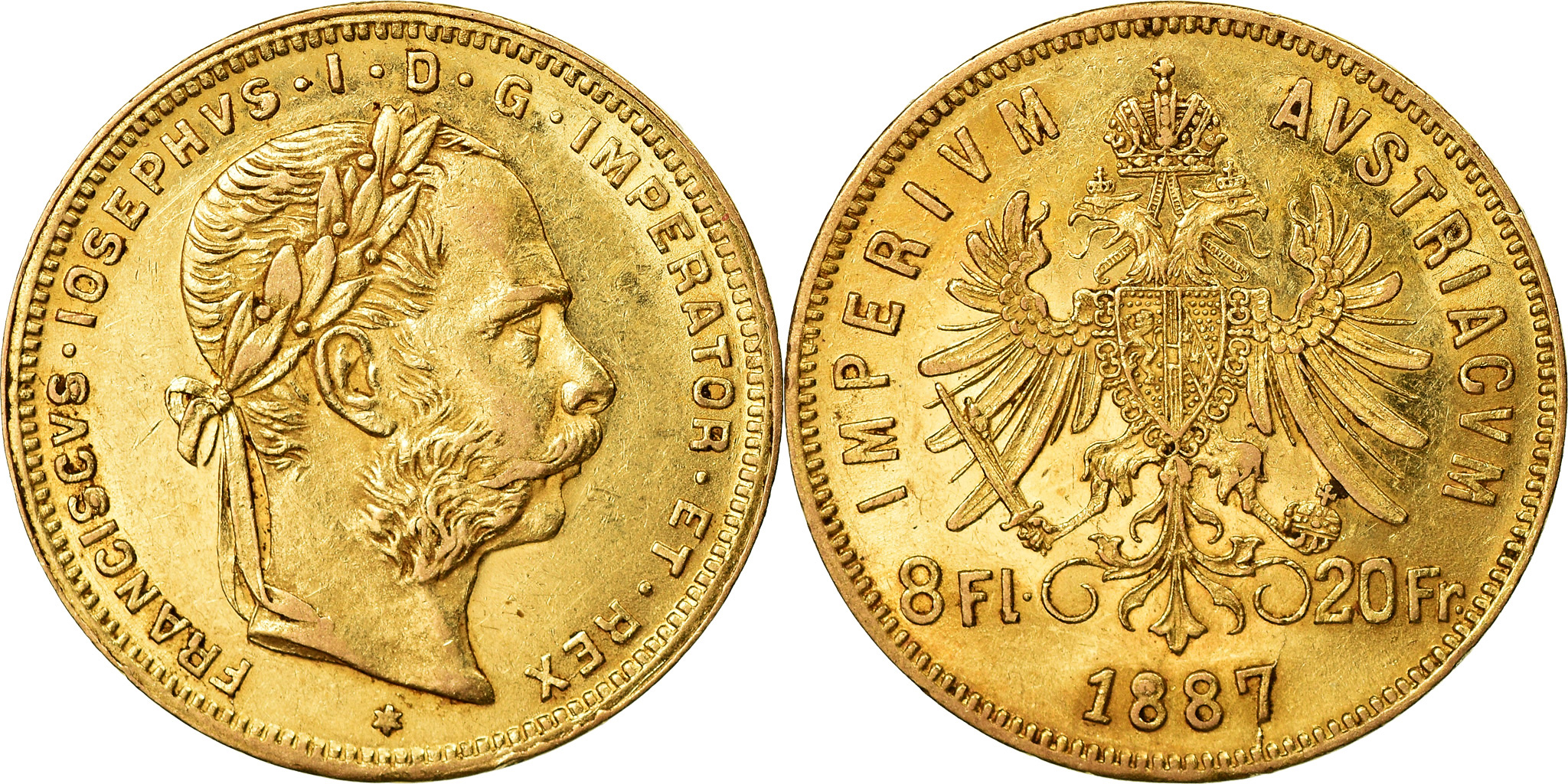 Coin, Austria, Franz Joseph I, 8 Florins-20 Francs, 1887, , Gold