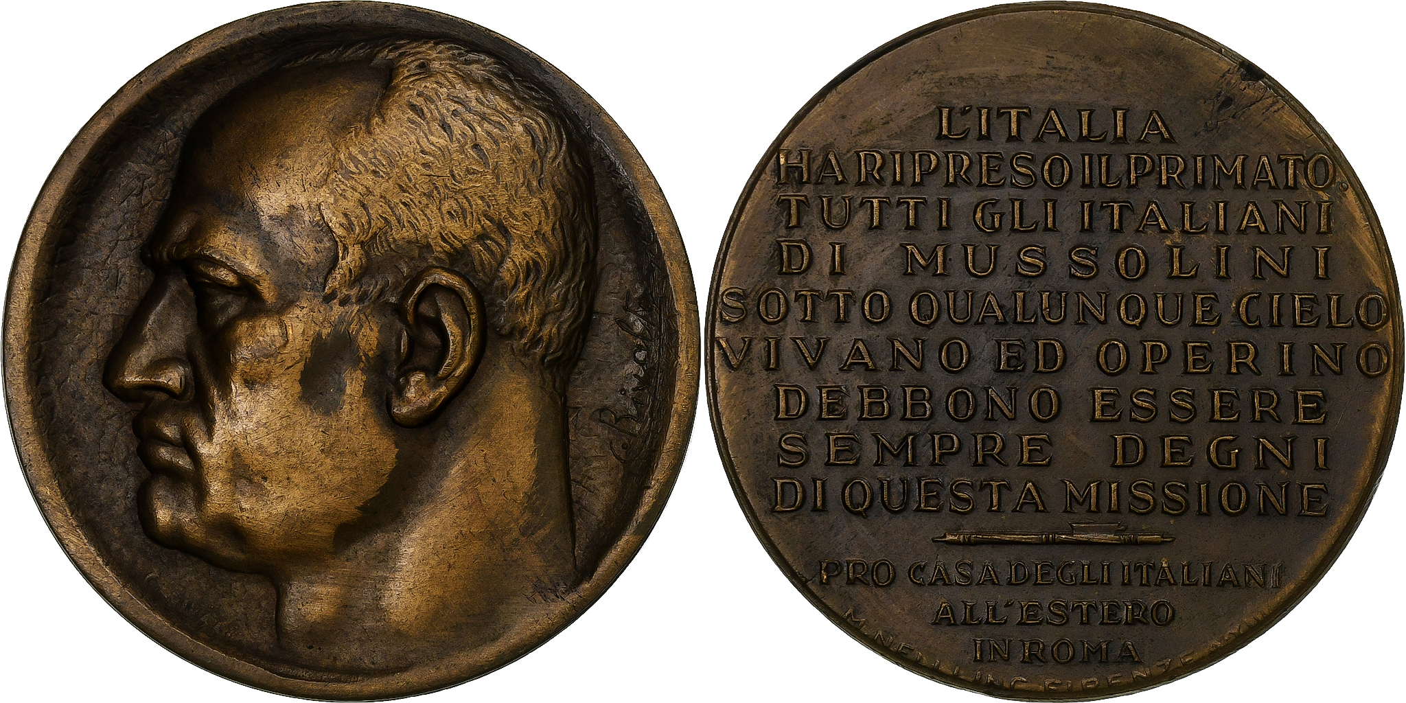 Italy, Medal, Benito Mussolini, UNDATED (1935), Bronze, Rivalta,