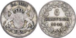 World Coins - Grand Duchy of Baden, Leopold I, 6 Kreuzer, 1848, Karlsruhe, Silver,