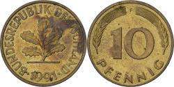 World Coins - Federal Republic of Germany, 10 Pfennig, 1991, Stuttgart, Brass Clad Steel