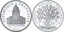 World Coins - France, Panthéon, 100 Francs, 2001, Monnaie de Paris, BE, , Silver