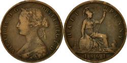 World Coins - Coin, Great Britain, Victoria, 1/2 Penny, 1861, , Bronze, KM:748.2