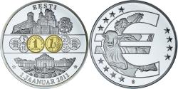 World Coins - Estonia, Medal, Adoption de l'Euro, Politics, 2002, , Silver Plated
