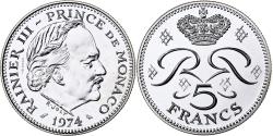 World Coins - Monaco, Rainier III, 5 Francs, 1974, Paris, Pattern, Silver,