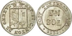 World Coins - Coin, SWISS CANTONS, GENEVA, Sol, 1833, , Billon, KM:120