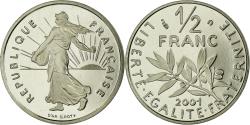 World Coins - Coin, France, Semeuse, 1/2 Franc, 2001, Paris, BE, , Nickel, KM:931.2