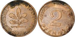 World Coins - Coin, GERMANY - FEDERAL REPUBLIC, 2 Pfennig, 1958, Karlsruhe, , Bronze