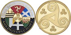World Coins - France, Medal, Bretagne - Aux pays celtiques, Gilt steel, Colourized,