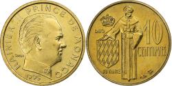 World Coins - Monaco, Rainier III, 10 Centimes, 1995, Monnaie de Paris, BU, Cupro-Aluminium