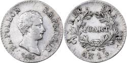 World Coins - France, Napoleon I, Quart, An 12, Paris, Silver, , Gadoury:346
