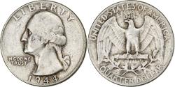Us Coins - United States, Quarter, Washington, 1944, Philadelphia, Silver,