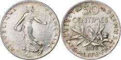 World Coins - France, 50 Centimes, Semeuse, 1919, Paris, Silver, , Gadoury:420