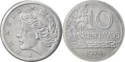 World Coins - Coin, Brazil, 10 Centavos, 1974, error broadstruck, , Stainless Steel