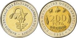 World Coins - West African States, 200 Francs, 2005, Bimetallic,