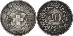 World Coins - Switzerland, 20 Rappen, 1859, Bern, Billon, , KM:7