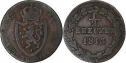 World Coins - German States, NASSAU, Friedrich Wilhelm, 1/2 Kreuzer, 1813, Koblenz, Copper