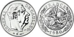 World Coins - France, Medal, Charles de Gaulle, History, 1980, , Silver