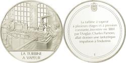 World Coins - France, Medal, La turbine à vapeur, Sciences & Technologies, , Silver