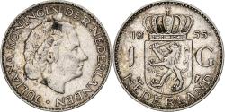 World Coins - NETHERLANDS, Gulden, 1955, KM #184, AU(50-53), Silver, 25, 6.42