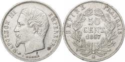 World Coins - France, Napoleon III, 50 Centimes, 1857, Paris, Silver, , Gadoury:414