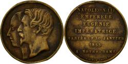 World Coins - France, Token, Mariage de Napoléon III et Eugénie à Notre Dame, 1853