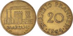 World Coins - Coin, SAARLAND, 20 Franken, 1954, Paris, , Aluminum-Bronze, KM:2