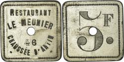 World Coins - Coin, France, Restaurant LE MEUNIER, Paris, 5 Francs, , Nickel plated