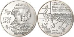 World Coins - France, 1/4 Euro, Wolfgang Amadeus Mozart, Proof, 2006, Paris, Silver,
