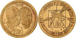 World Coins - France, Medal, 10 Euro Essai, De Gaulle-Adenauer, 1998, Copper Gilt, Jimenez