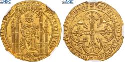 World Coins - France, Philippe VI, Lion d'or, 1338-1350, Pontivy's Hoard, Gold, NGC,