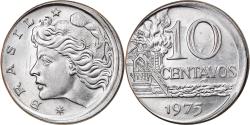 World Coins - Coin, Brazil, 10 Centavos, 1975, error off center strike, , Stainless