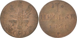 World Coins - GERMAN STATES, Heller, 1821, Frankfurt, KM #301, , Copper, 18.1, 1.03